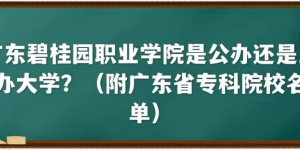 广东碧桂园职业学院是公办还是民办大学（附广东省专科院校名单）