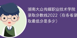湖南大众传媒职业技术学院2022年各省录取分数线一览表「最低分+最低位次+省控线」